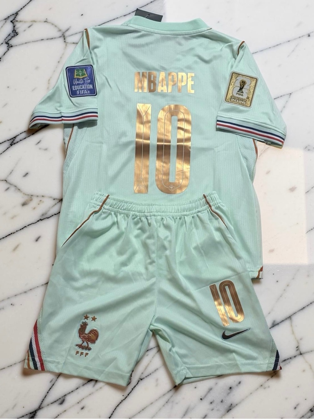 France Mbappe #10 Soccer Jersey + Shorts Set Youth 2026 Away Kit